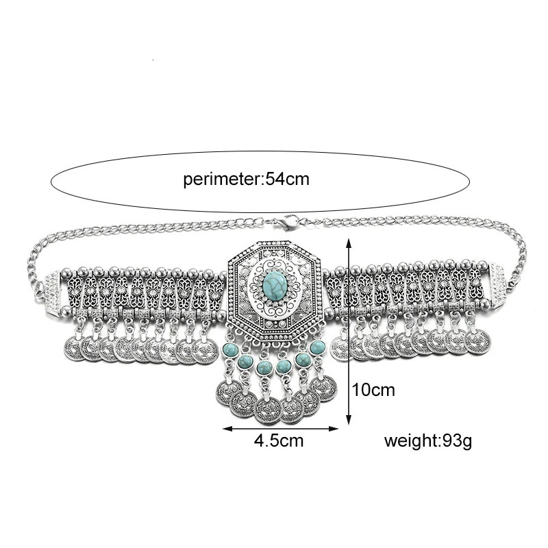 Ethnic Declaration Womens necklace Bohemian retro hollow geometric crystal rhinestone beads coin tassel jewelry 250109