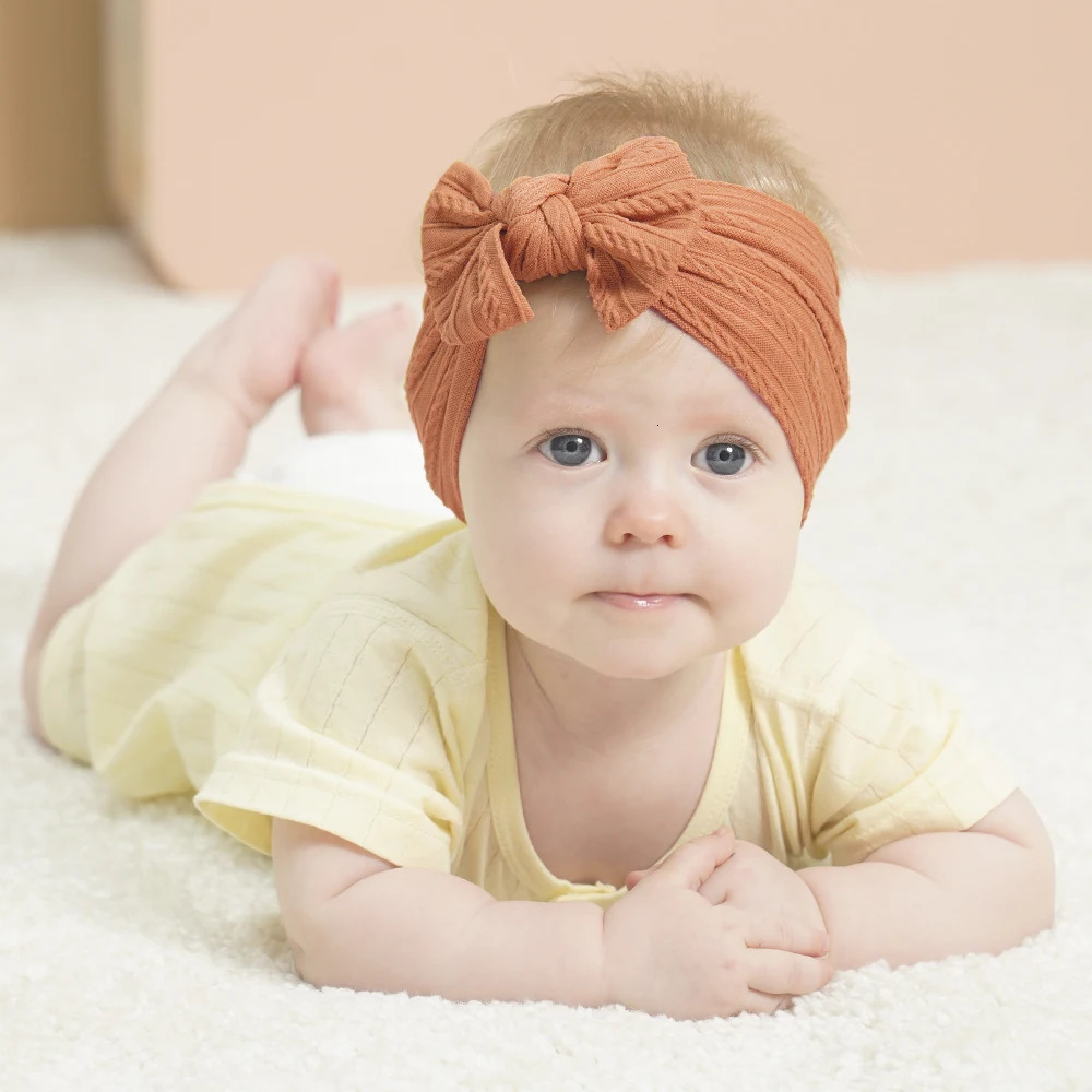 3Pcs Solid Color Baby Headband Bow Children Hair Band Elastic Nylon born Headbands Soft Turban Headwrap Kid Accessories 250117