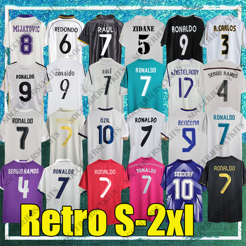 camiseta real Retro Soccer Jerseys Finals Football Shirt GUTI BENZEMA SEEDORF CARLOS RONALDO KAKA ZIDANE Beckham RAUL FIGO Vintage men kits madriDS retro jersey
