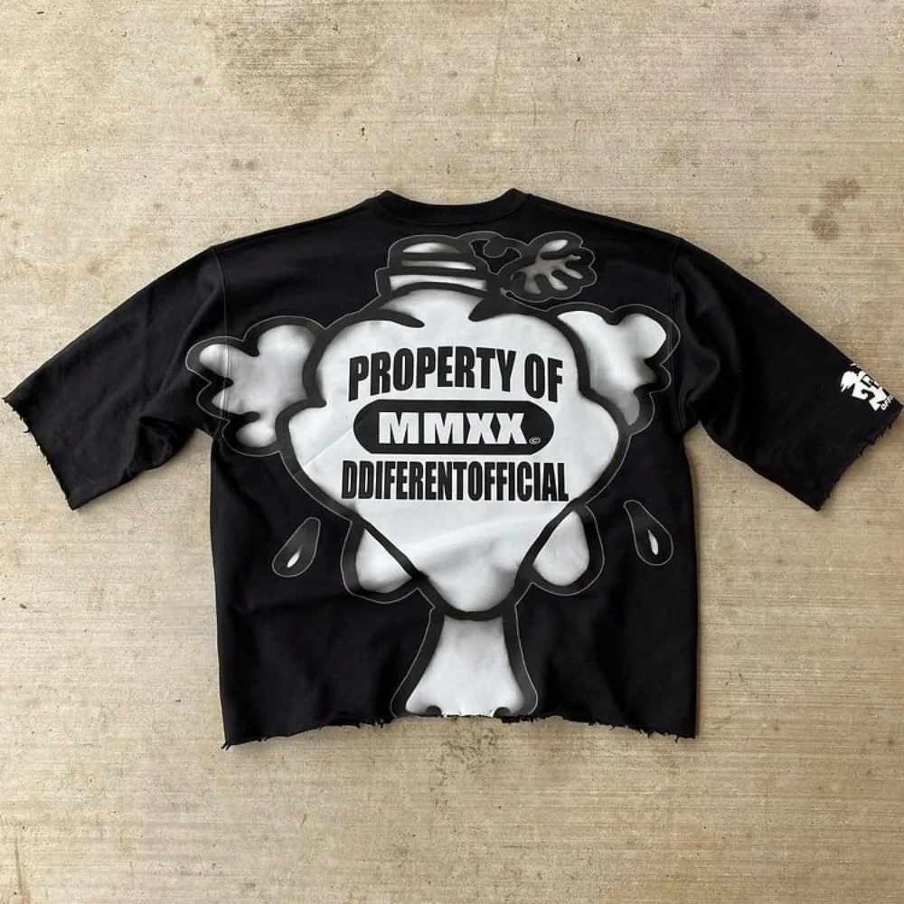 Unisex Clown Graphic 100% Cotton Cropped T-Shirts Men Y2K Summer Short Sleeves Vintage Oversize Tshirt Streetwear Women Tops 250117