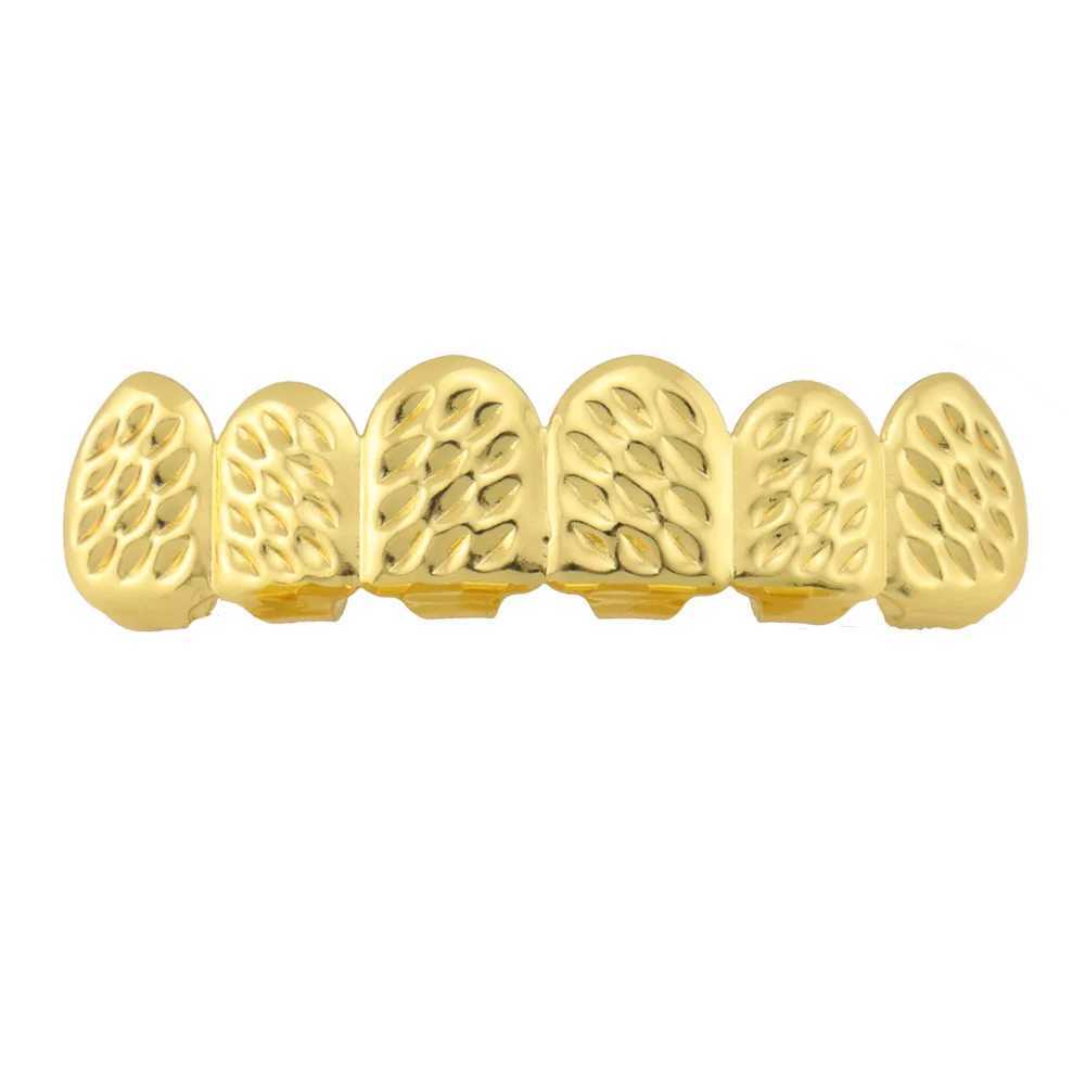 1set Hip Hop Gold Color Teeth Grillz Gold Plated Dental Grills Rock Tooth Grillz Caps Crystal Teeth Caps Halloween Vampire GiftXJ250114