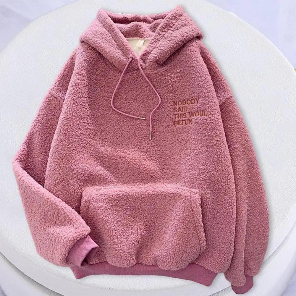 Autumn Winter Coat Pink Sweet Hooded Sorry Print Harajuku Loose Pocket Hoodies Womens Fleece Flannel Pullover Female Sweatshirt 250109