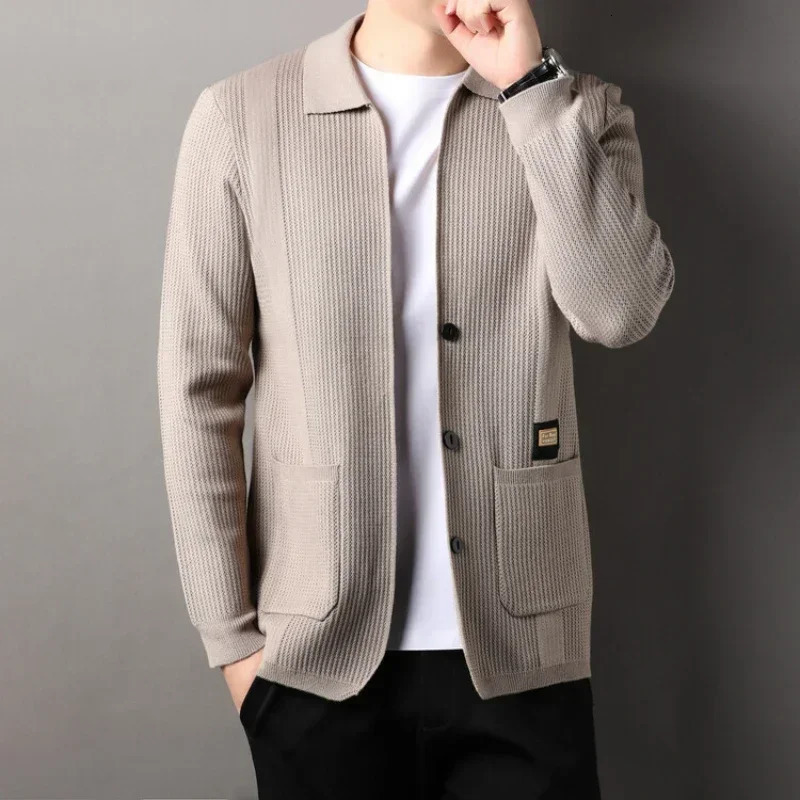 Autumn and Winter High-quality Mens Knitted Cardigan Business Casual Comfortable Multifunctional Jacket 250113