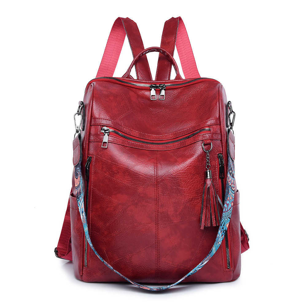 new casual womens soft leather multifunctional backpack simple and versatile large capacity PU backpack