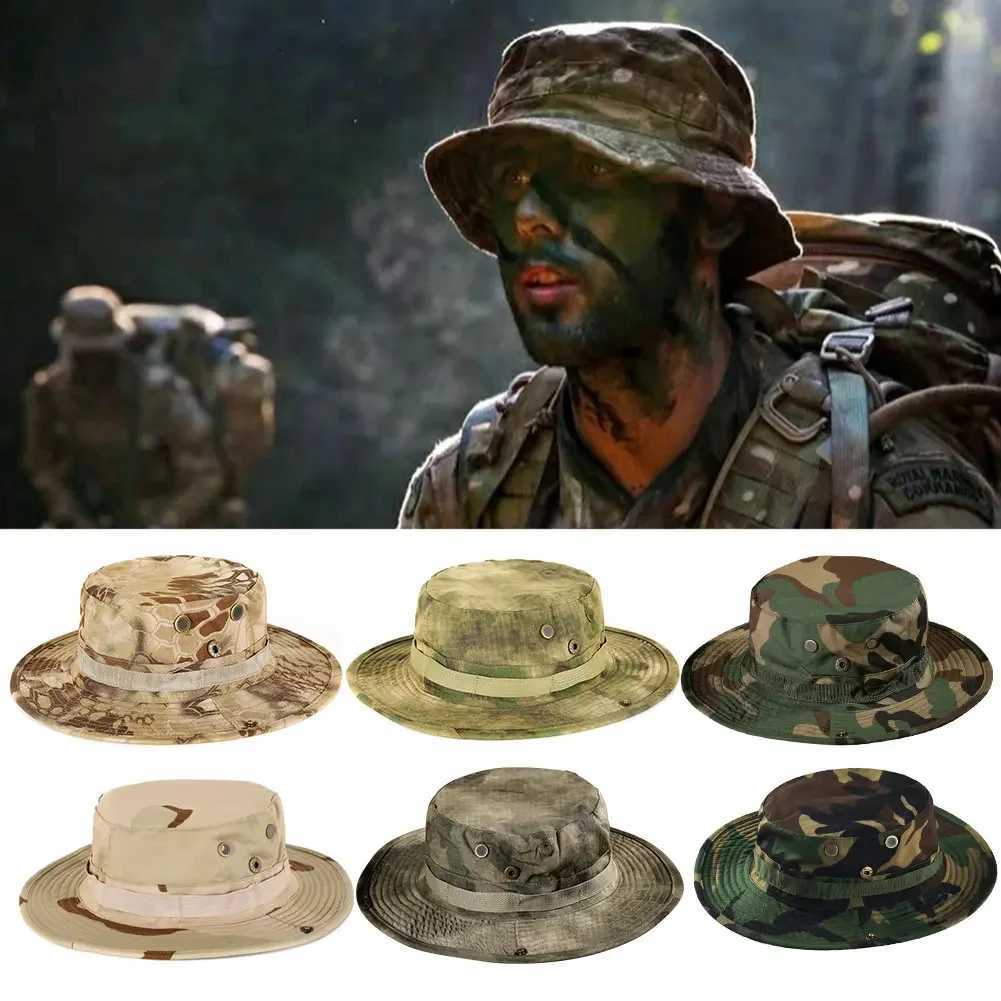 Men Hunting Hiking Outdoor Camo Sun s Camouflage Hat Tactical US Bucket Hats Panama SummerXJ250116