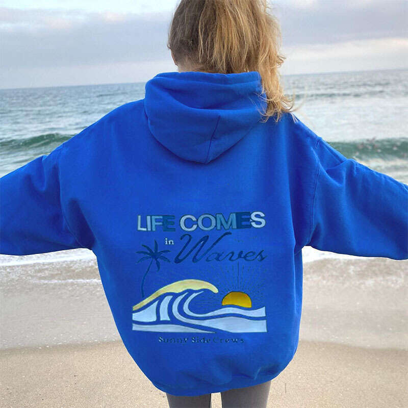 men's women's shoulder down style pullover long sleeved hoodie, fashionable and casual, high-quality printed hoodie