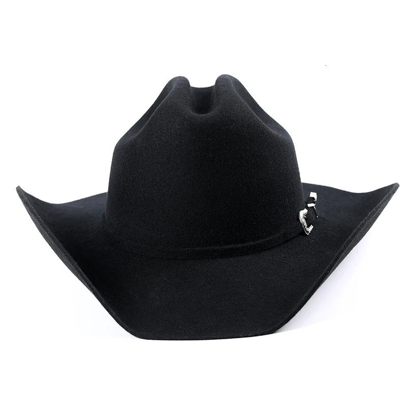 Western 100% Wool Felt Cowboy Hat Men Big Size XL 60CM 61CM Stain Lined Fedora 250116