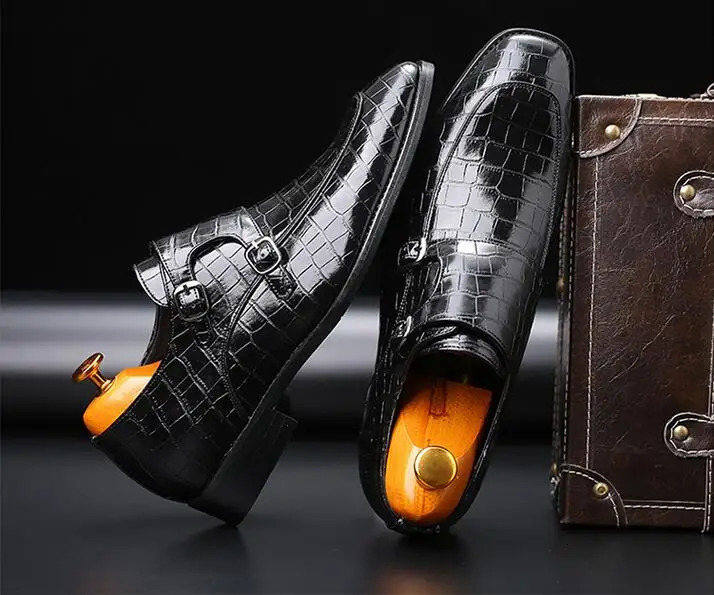 Fashion Mens Business Leather Shoes Men Classic Retro Monk Shoe Dress Office Mens Slip-on Outdoor Wedding Party Flats 250113