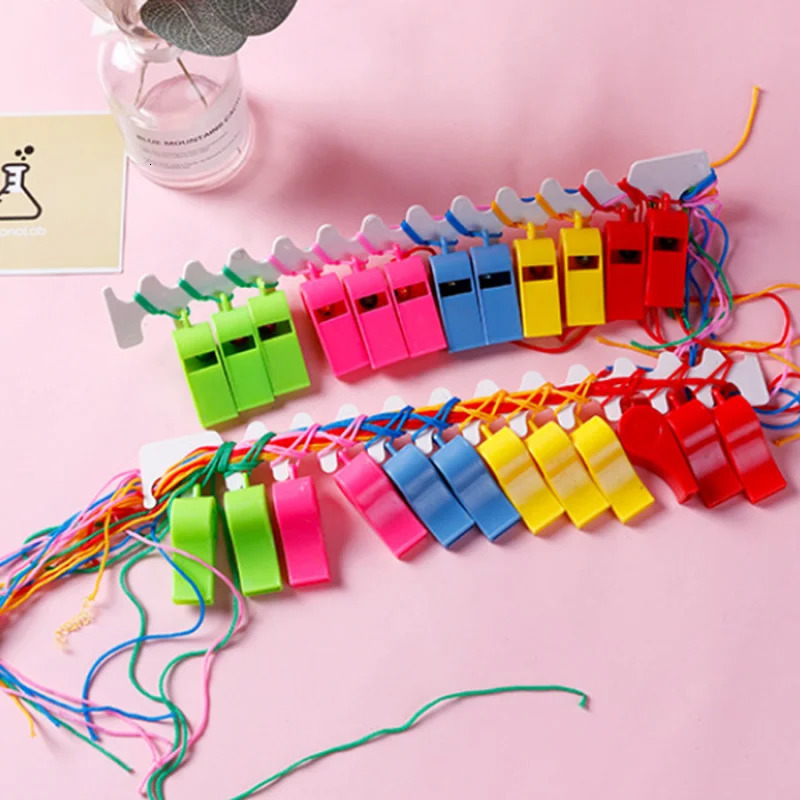 24pcs Sporting Goods Plastic Whistle Colorful Cheer Referee Fan 250107
