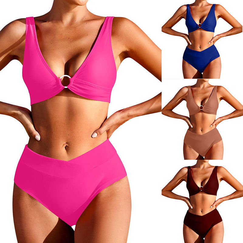 tracksuit New Sexy Solid Circle Decoration Women's Split Bikini Swimsuit