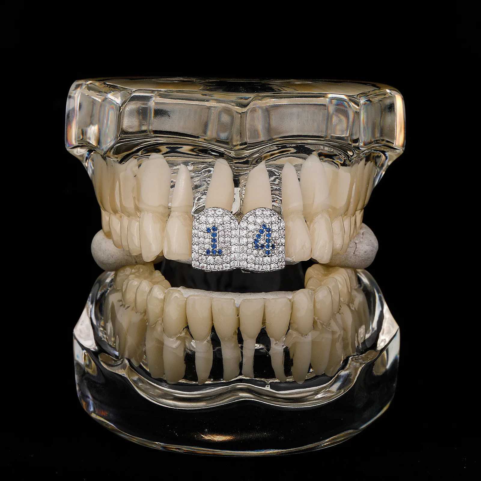 HipHop Single Full Zircon Tooth Grillz Cap Top Bottom Dental Grill Teeth Caps Halloween Cosplay Costumes False TeethXJ250114