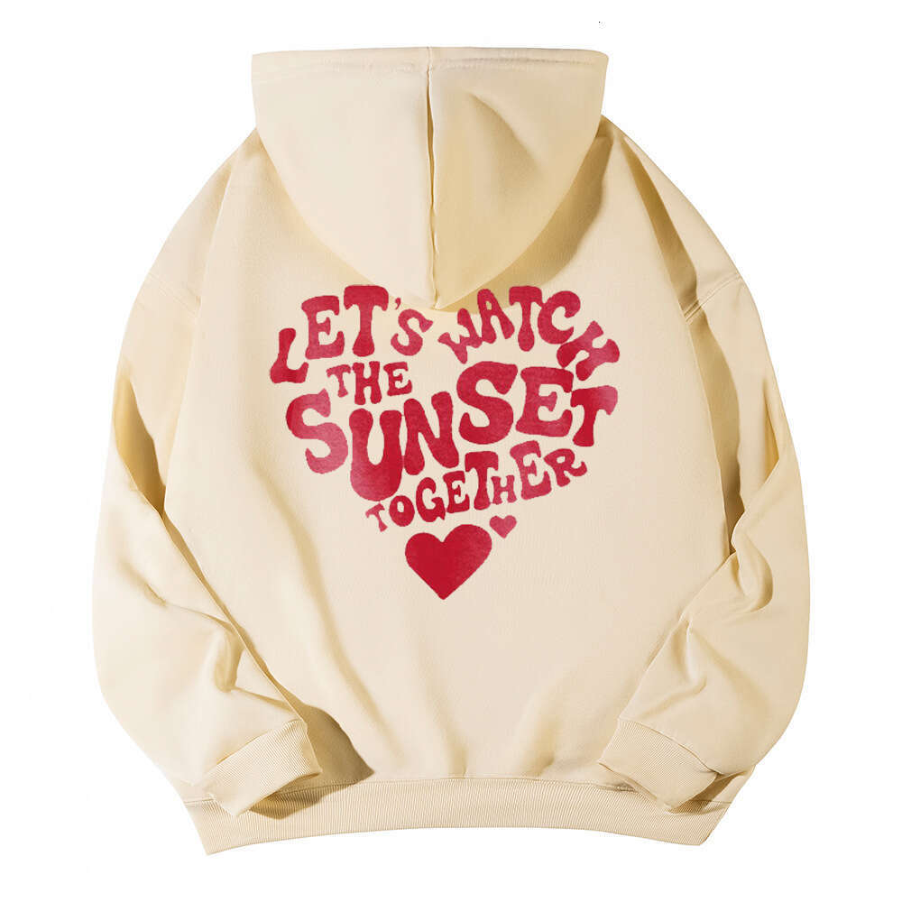 New fleece women's letter slogan printed with drawstring off shoulder sleeves hooded sweatshirt