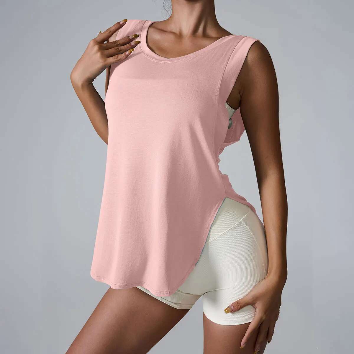 Ddmyoutdoor China Domestic Ins Popular Gym Clothing Women Loose Sleeveless Sportswear Tank Fiess Top Irregular Split Hem Workout Quick Dry Vest