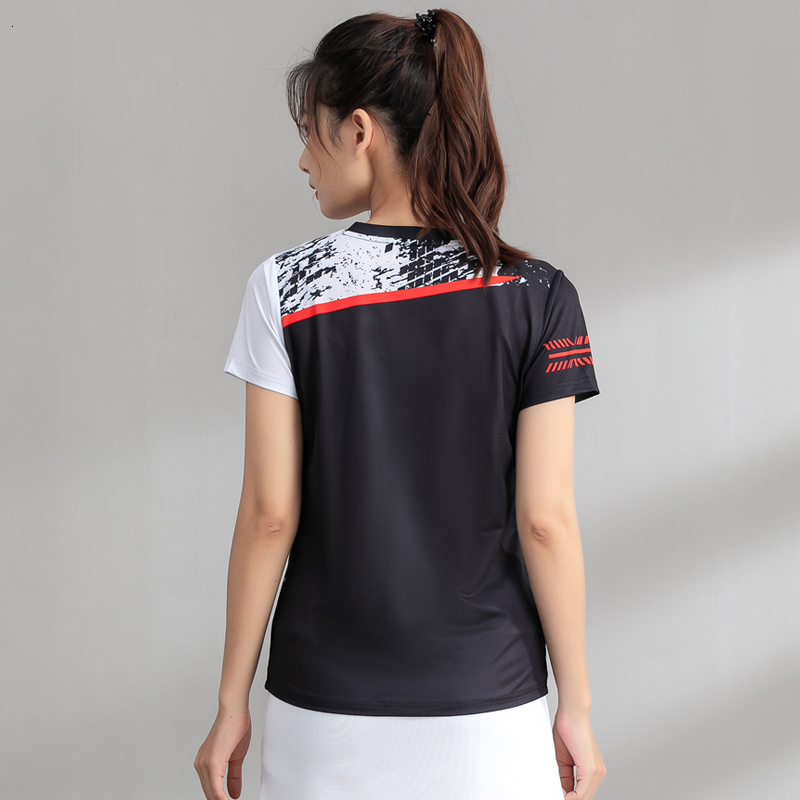 Ddmyoutdoor China Domestic Badminton Training Shirts Women Tennis Print Quick Dry Short Sleeve Running Exercise Breathable V Collar Fiess Table Tee