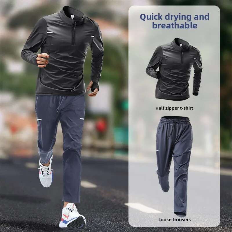 Ddmyoutdoor China Domestic Men S Autumn Running Quick Dry Long Sleeve Tracksuit Set Fiess Outdoor Morning Jogging Sportswear With Training Pants