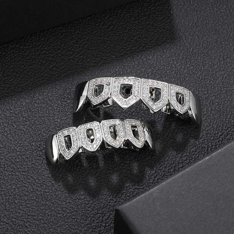 Teeth Grillz Set Iced Out Bling Grillz Caps Cubic Zircon Micro Pave Top Bottom Charm Grills For Men Women JewelryXJ250114
