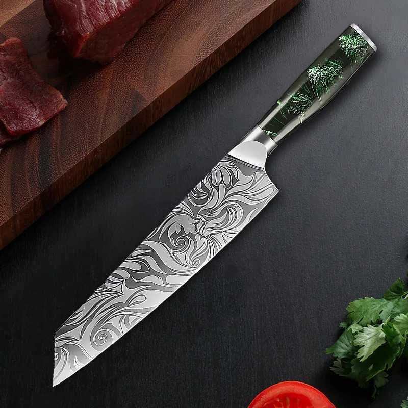 Kitchen Knife Chef Japanese Knife Laser Damascus Pattern Knife Cut Meat Fruit Bread Vegetable Boning Knife Slicing Utility KnifeXJ250117