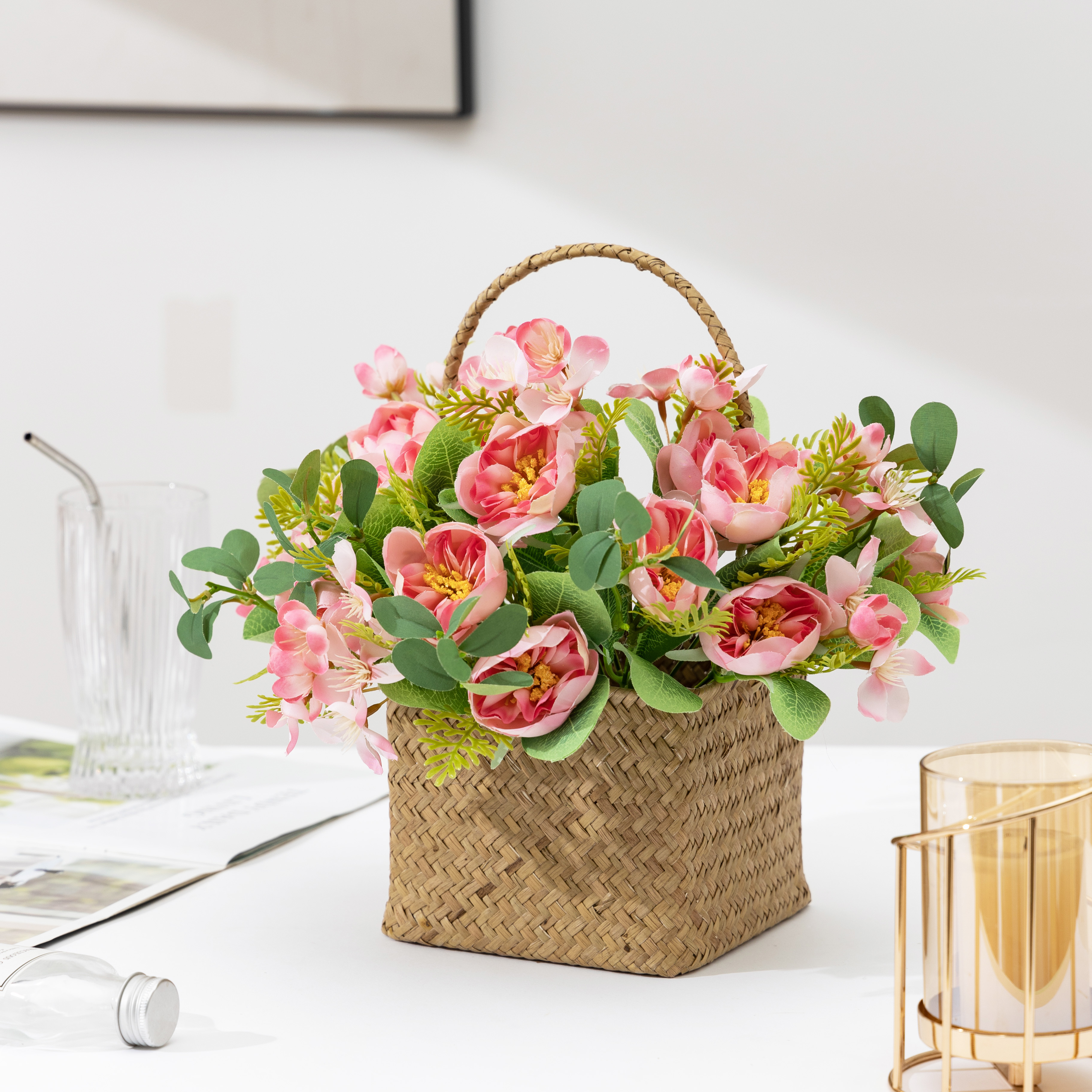 Premium sense of tea Rose cross-border sources wedding hand bouquet material decorative silk flowers bridal fake flowers simulation flower arrangement