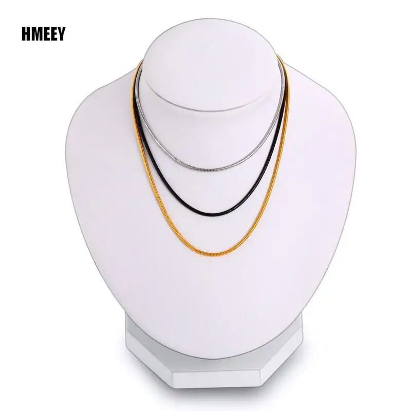 Hmeey Snake Chain Choker Stainless Steel Necklace Minimalist Collar For Women Man Jewelry Wedding Party Gift 250114