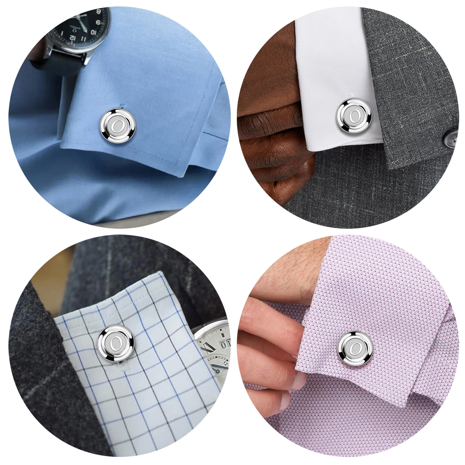 HAWSON 2-inch mens personalized initial tie clip and cufflink set mens French suit shirt tie accessories mens gifts 250110