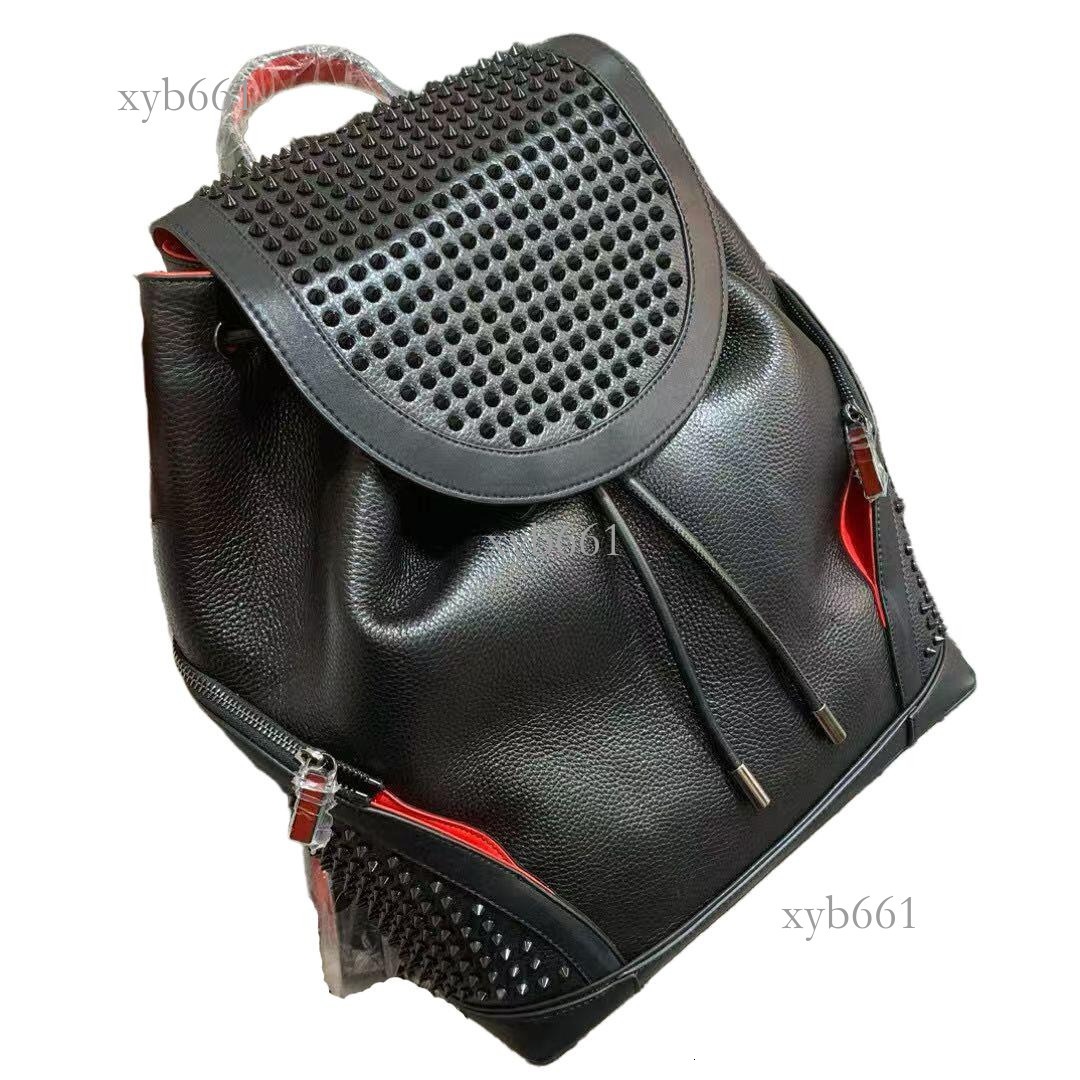 Designer Men's Stud Leather Fashion Messenger Student School Shoulder Crossbody Mountaineering Bag Outdoor Sports Backpack 39