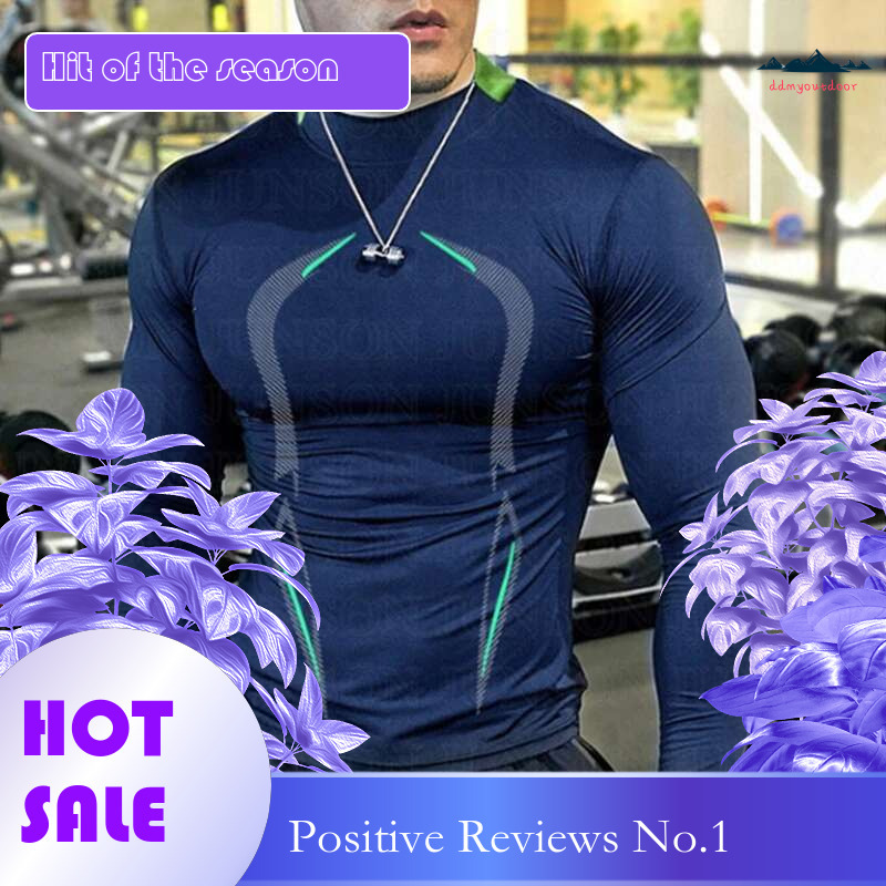 Ddmyoutdoor China Domestic Men Quick Dry Training Bodybuilding Compression Sport Long Sleeve Fiess Gym Top Running Football T Shirt Gymwear