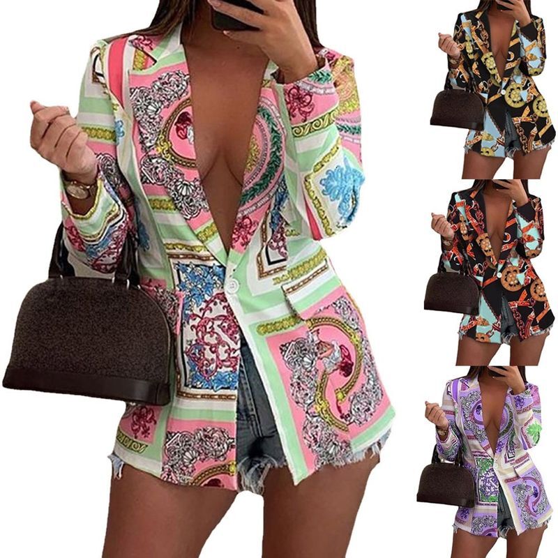Women's Autumn And Winter New Long-Sleeved Fashion Sexy Printed Small Suit Jacket