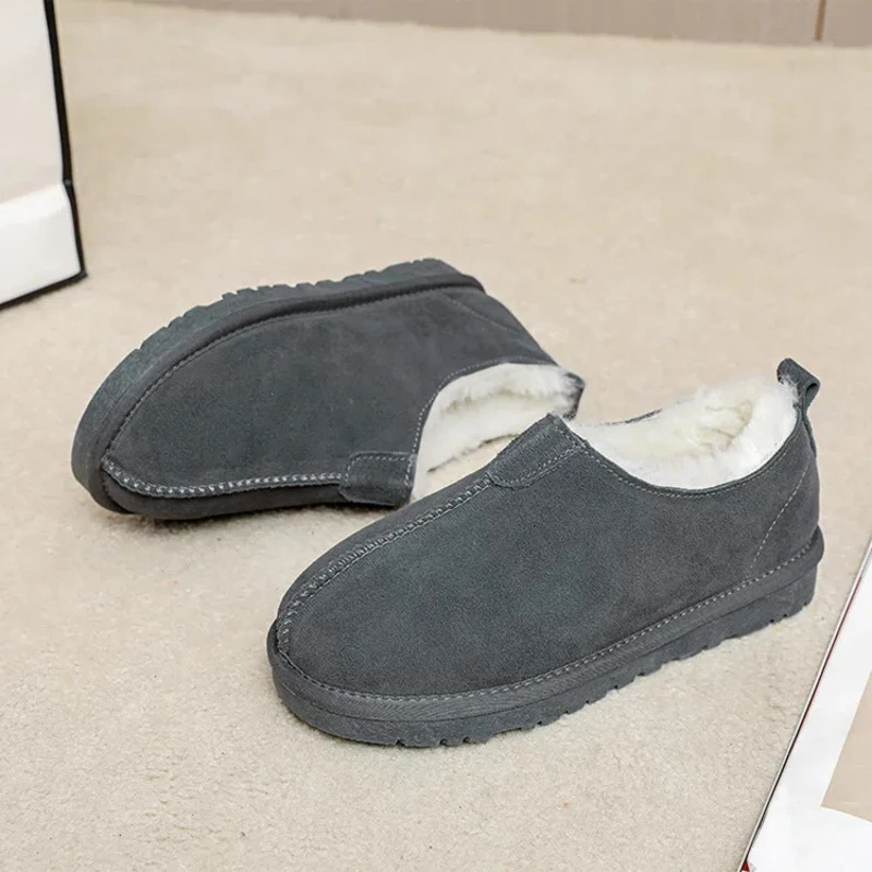 Winter Cotton Shoes for Men and Women Casual Cotton Shoes Flat Bottom Plush Loafers Shallow Mouth Thickened Home Cotton Slippers250114bj