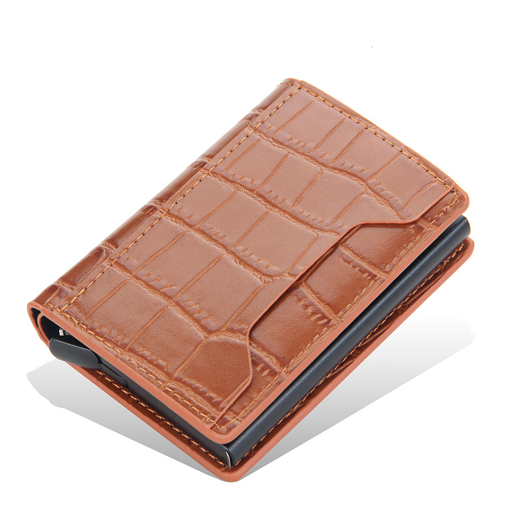 Hot-selling multifunctional portable wallet for men. Aluminum box anti-theft card holder. RFID short style. Automatic pop-up card case