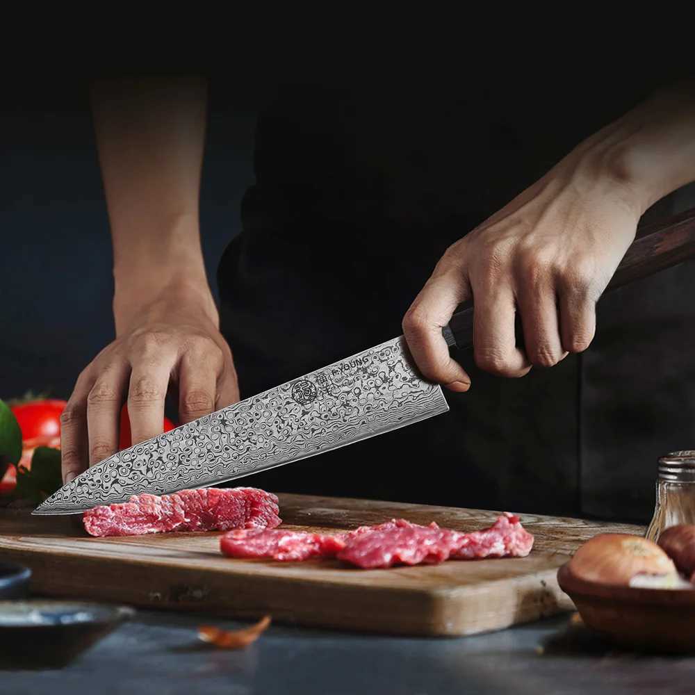 F.YOUNG 8.2 Handmade Chef Knife Damascus Steel Sharp Meat Vegetable Cleaver Gyuto Knife Japanese Hand Forged Kitchen KnivesXJ250117