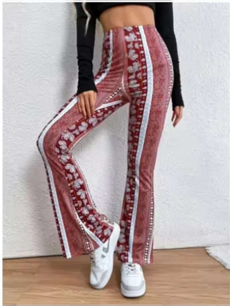 2024 New Summer Stretch Slimming Fashion Printed Sm Street Vacation Beach Bohemian Style Women's Pants
