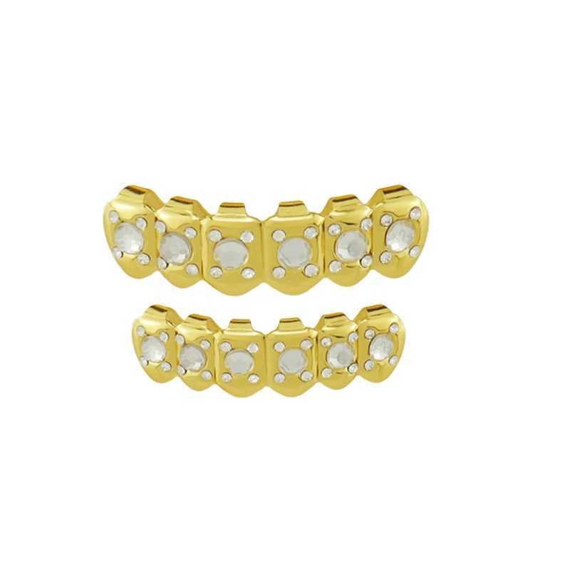 1PC copper-plated irregular zircon occlusal braces for men and women Halloween props teeth jewelryXJ250114