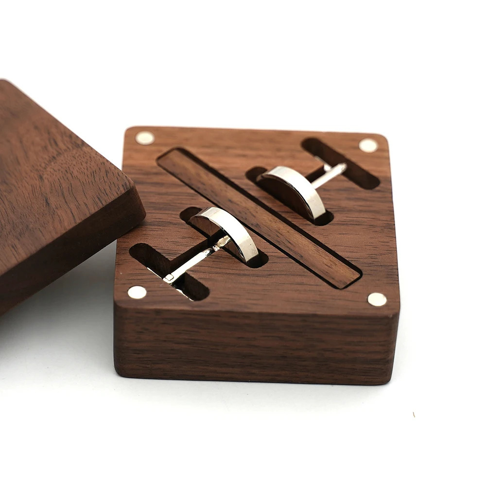 Custom Engraved Wooden Groom Accessories Set Personalized Walnut Box Wedding Gift Bridal Party Keepsake Cufflinks Tie Clip 250118