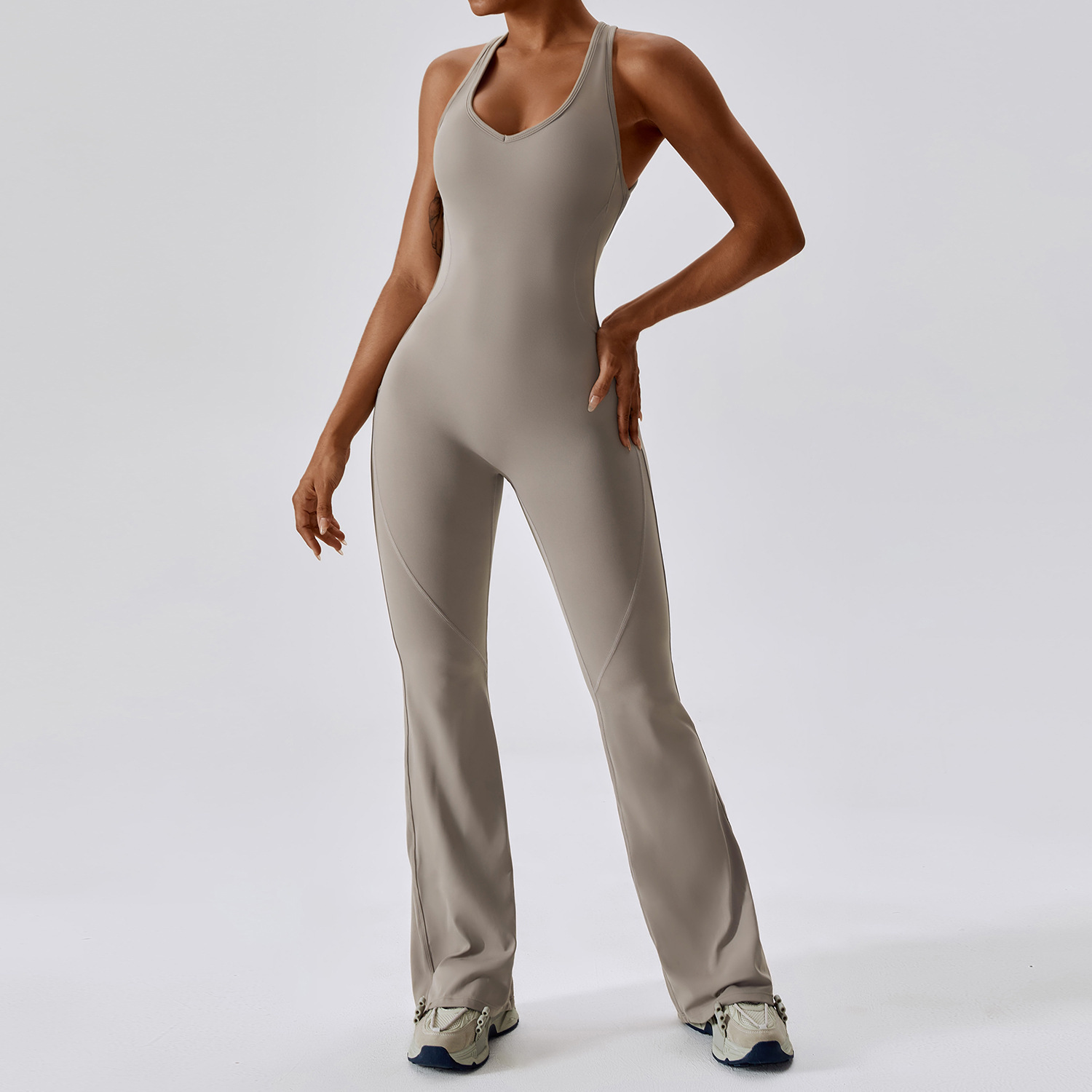Yoga suit high elasticity women's fashionable high-end feeling slim fit sexy peach buttocks sports fitness sleeveless versatile one-piece set