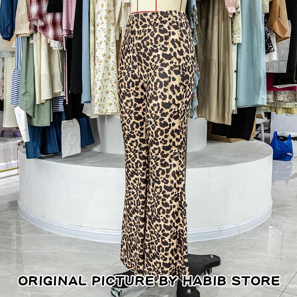 High Waist Leopard Print Flare Leggings Korea Style 2024 Summer Autumn Women Fashion Sexy Bodycon Trousers Club Pants Slim