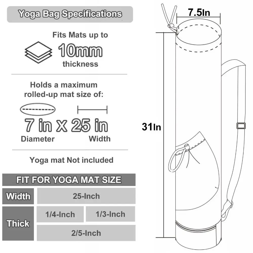 Yoga Backpack Large Capacity Mat Bag Waterproof Adjustable Shoulder Straps Breathable Sports Portable Black Gym 250114