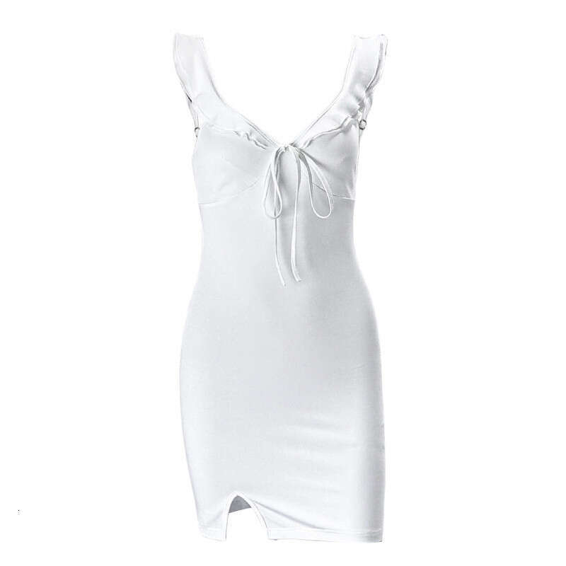 2025 European and American Sexy French V-neck Summer Vacation Bag Hip Dress New Casual Versatile Fashion Clothing