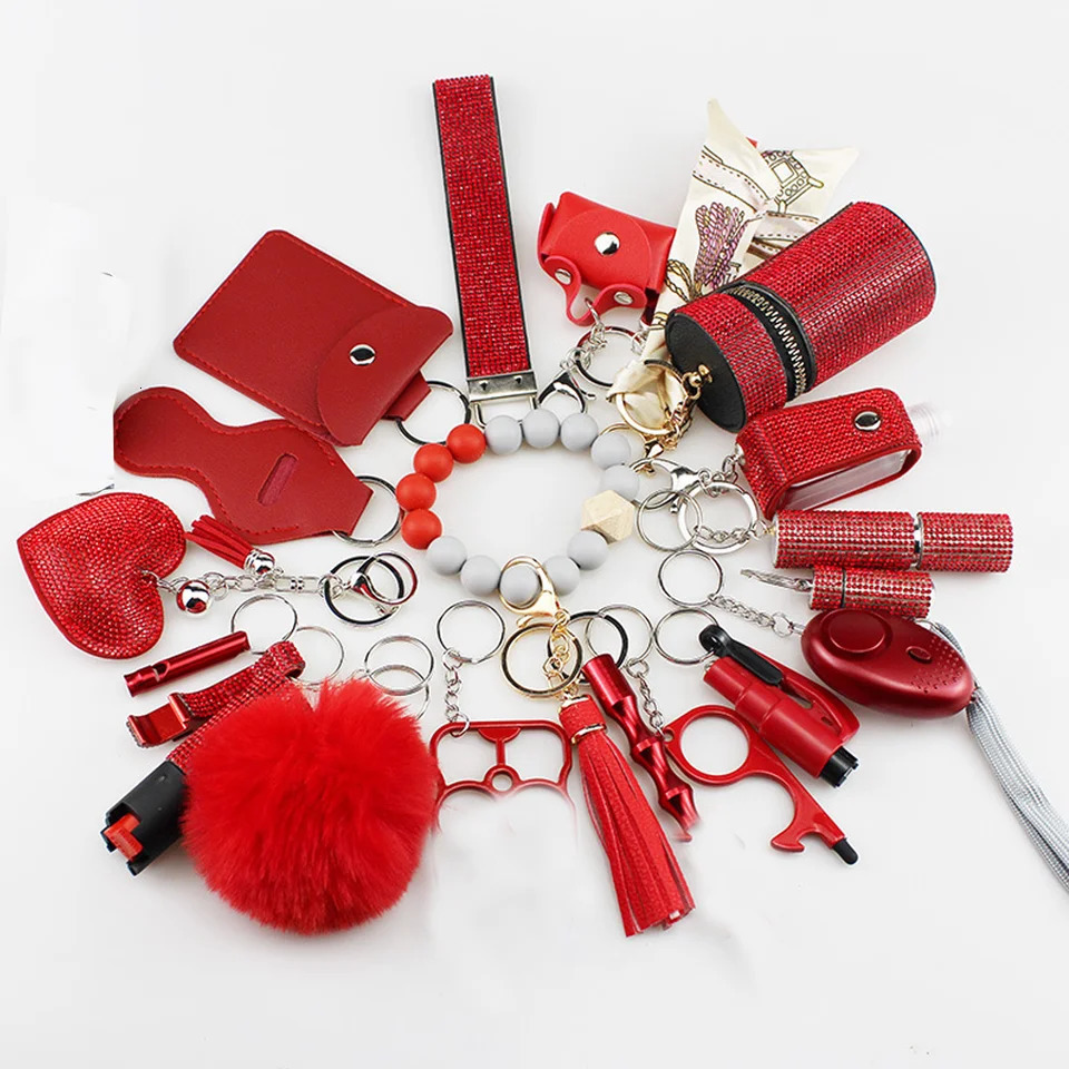 Keychains Set for Women Protection 20PCS Bead Keychain Bracelet Full Set Self Protection Bracelet Key Ring Set 250110