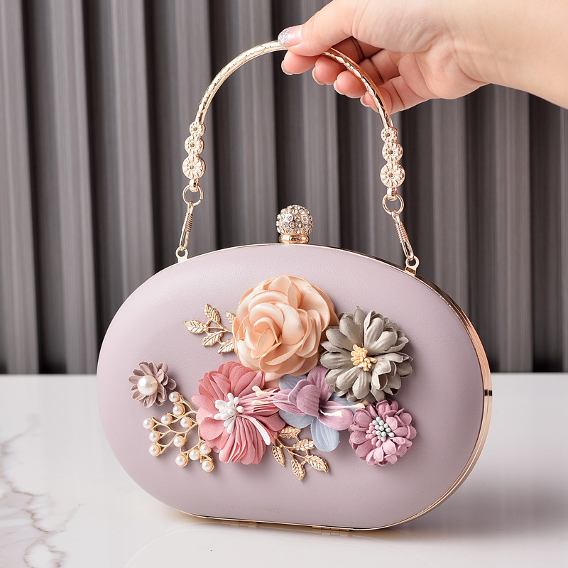 Sophisticated Evening Purse Featuring Charming Macaron Motifs and Floral Details