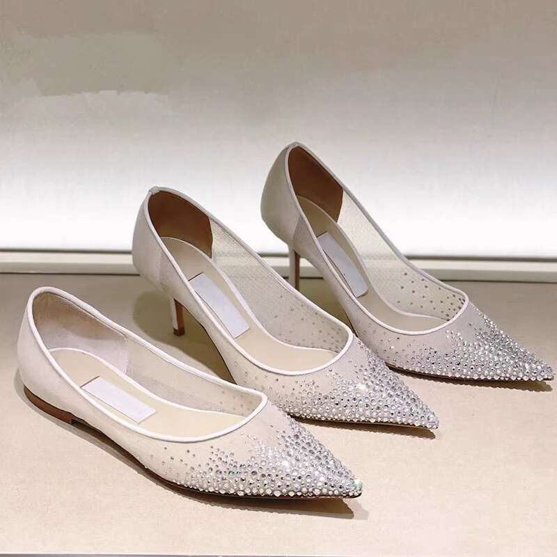 Spring And Autumn 2024 New Mesh Pointed Shallow Mouth Sexy Stiletto Shoes