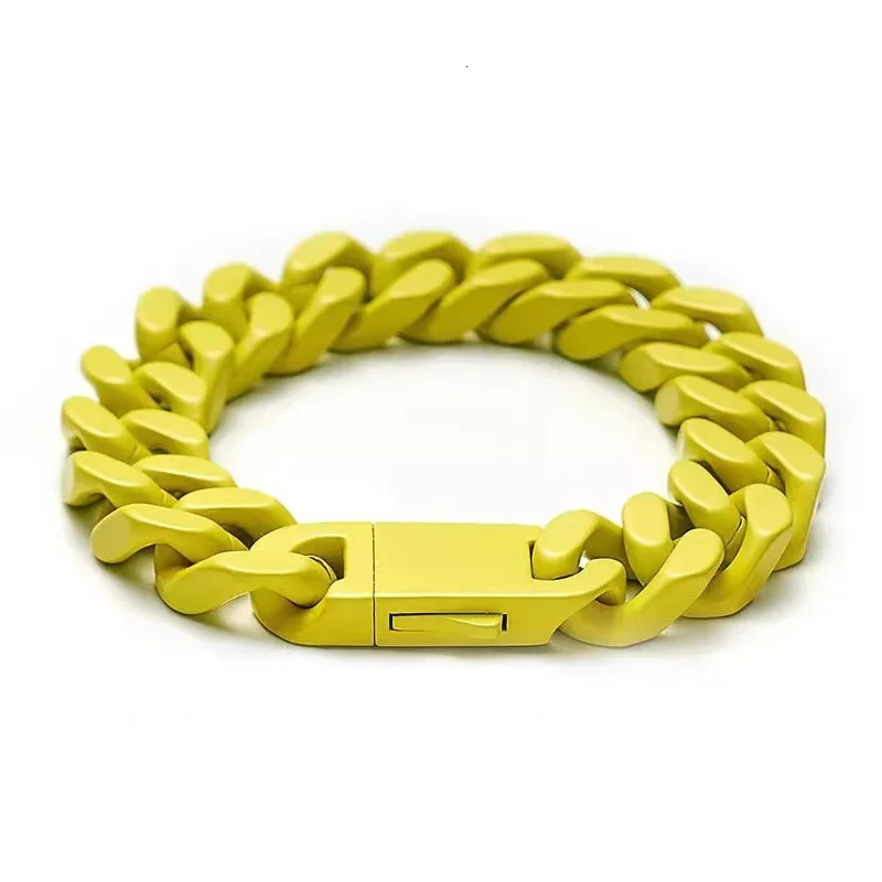 Color Stainless Steel Miami Cuban Hip Hop Mens Bracelet Ins Style Couple Bangle Jewelry Wholesale 250109