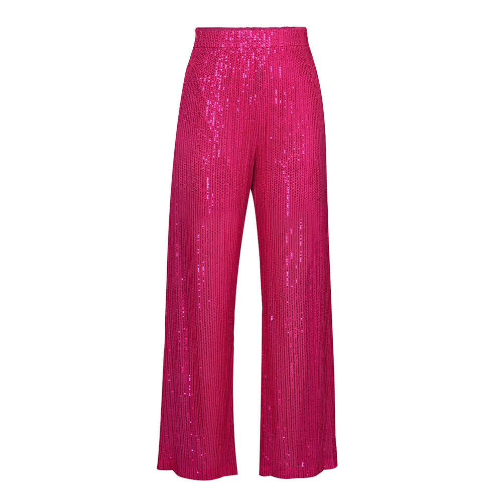 Spring summer women's hot selg in Europe and America, solid color sequin suit, shirt, underwear, straight leg pants, 2025 new casual fashion tren