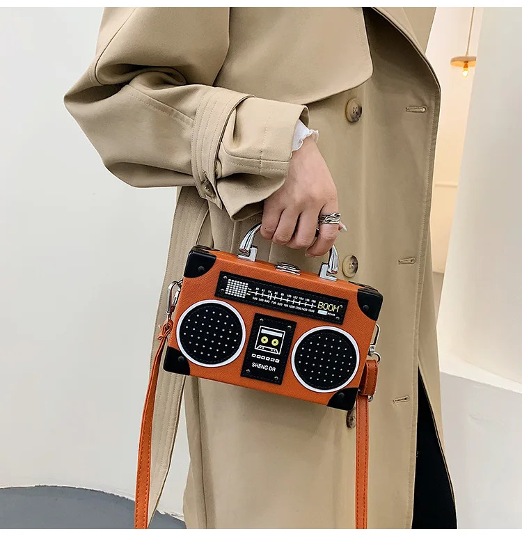 Fun Creative Radio Shape Women Handbag Fun Retro Individual Crossbody Bag Vintage Shoulder Bag Unique Small Box Messenger Bag 250113