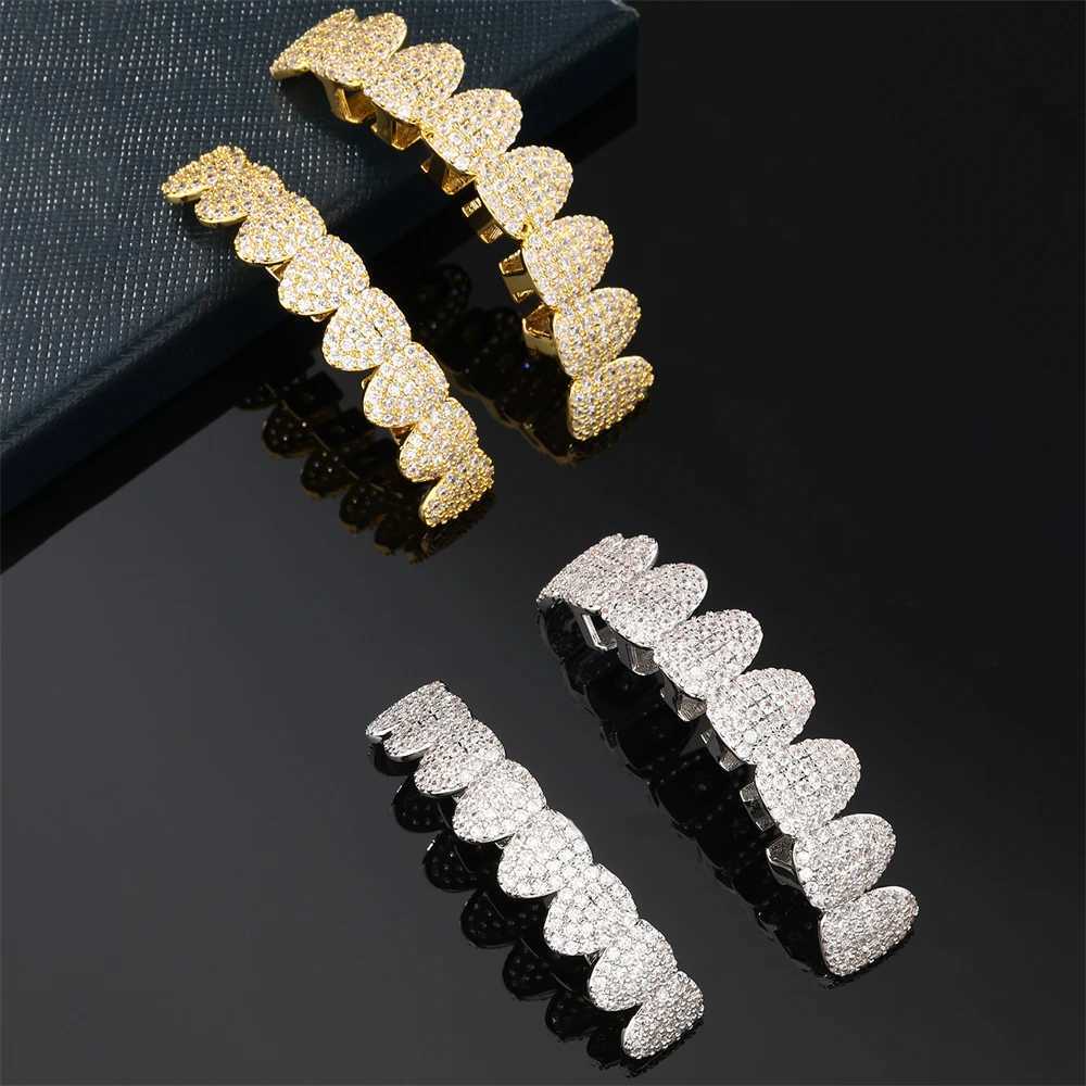 D Z Hip Pop Bling Cubic Zircon Teeth Grillz Set For Men Women Mouth Set Gold Silver Color Removable Dental Fashion JewelryXJ250114