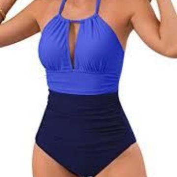 tracksuit New Sexy Contrast Colored Panel Hanging Neck One Piece Women's Bikini Swimsuit