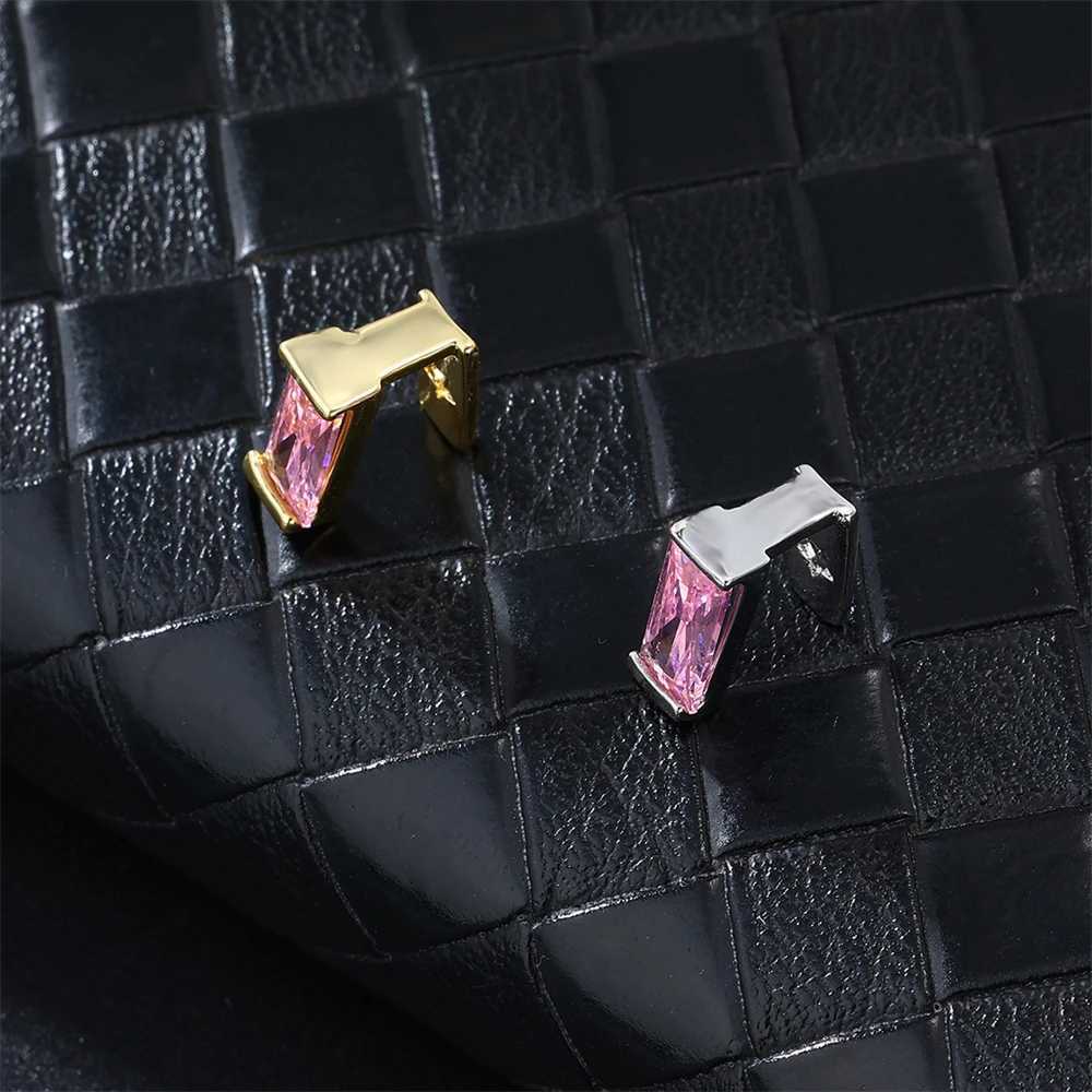 Hip Hop Fashion 2pcs/lot Pink Baguette Zircon Teeth Grillz For Men Women Dental Grills Teeth Single Punk Teeth Grillz JewelryXJ250114