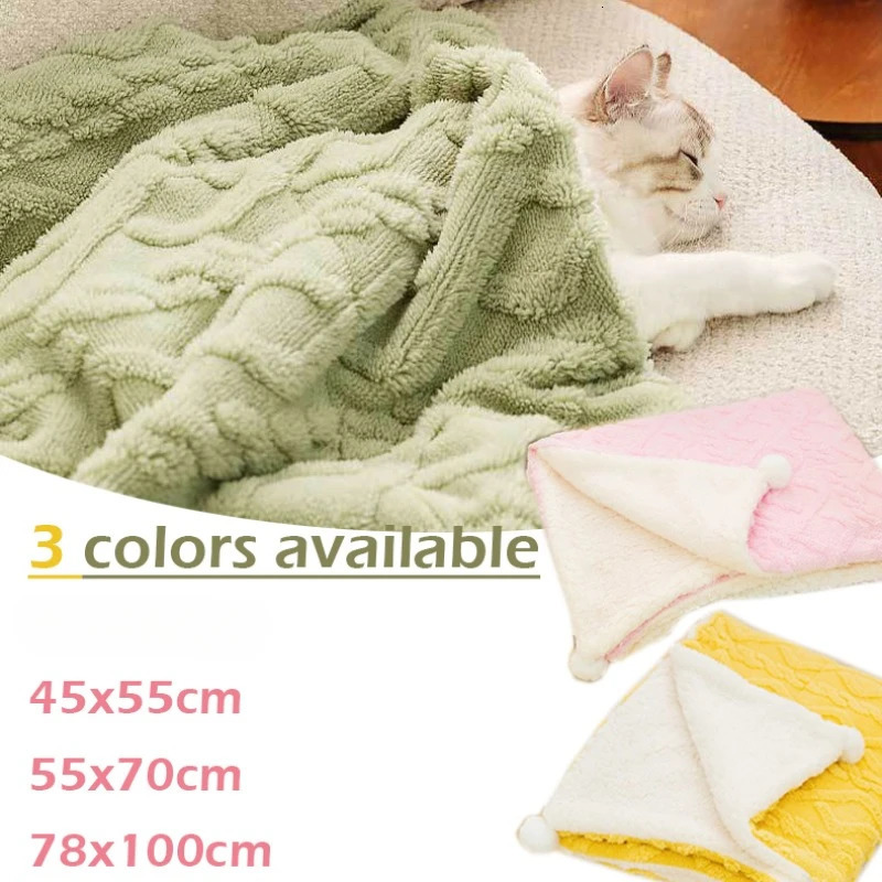 Pet Dog Blankets Mat Warm Soft Plush Thin Sleeping Blanket for Dogs Cats Breathable Cat Cover Cute Supplies 250115