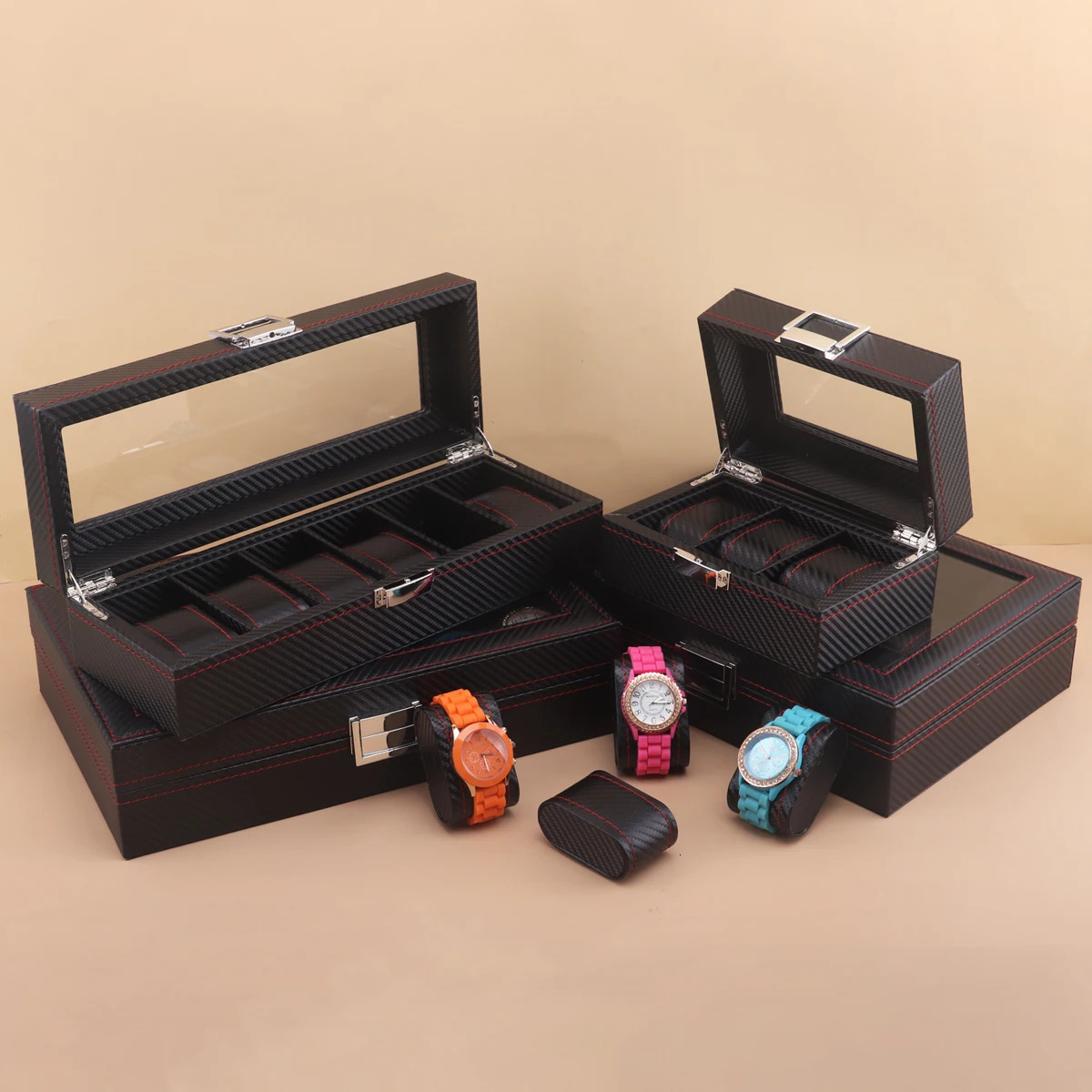 3/6/10/12 Grids Carbon Fiber Watch Boxes Watch Organizers Top Quality Boxes for Men Women Watches Jewelry Display 250117