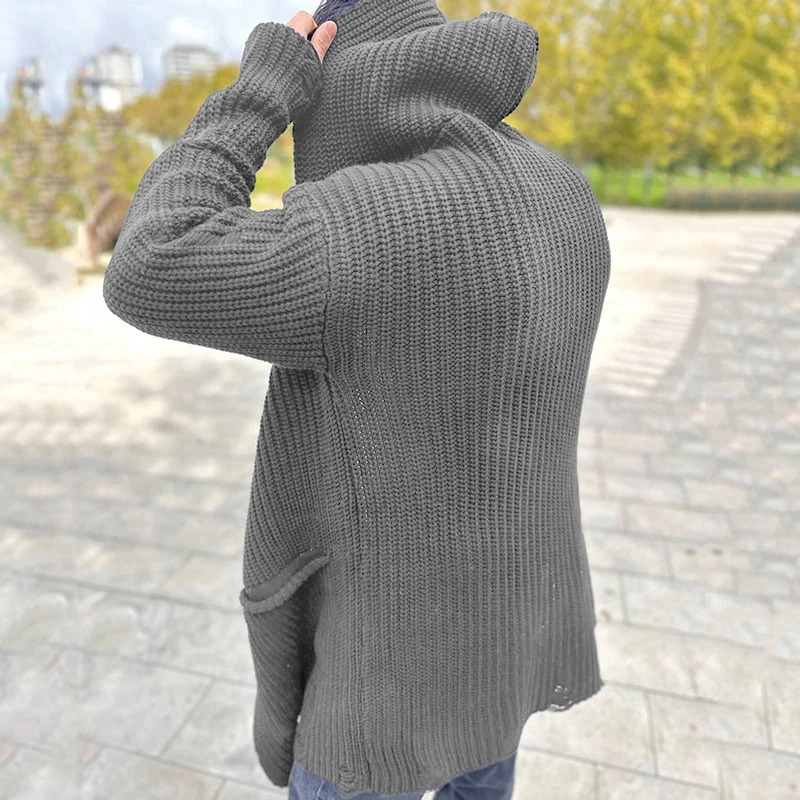 Casual Mens Knitting Cardigan Jackets 2025 Spring Fall Stylish Lapel Pockets Sweatercoats For Men Clothes Knitted Sweater Jacket 250113