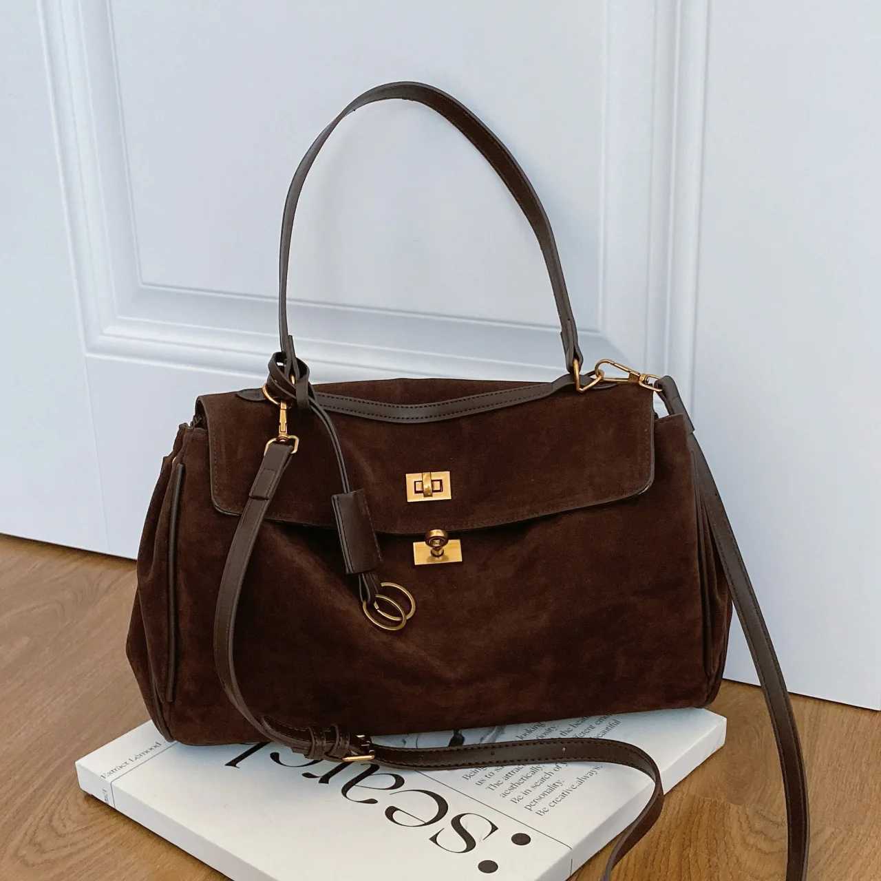 New Arrival Suede Women Handbags Maillard Shoulder Bags Vintage Pu Leather Crossbody Autumn and Winter Large Capacity Tote Bag